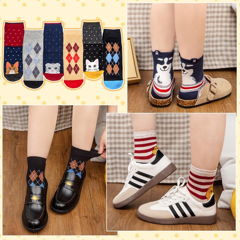 Socksfad Store 5-6 Pairs Women's Cute Cat Socks Gifts, Funny Novelty Animal Print Crew Cotton Socks Christmas Gifts for Women Girls - Image 5